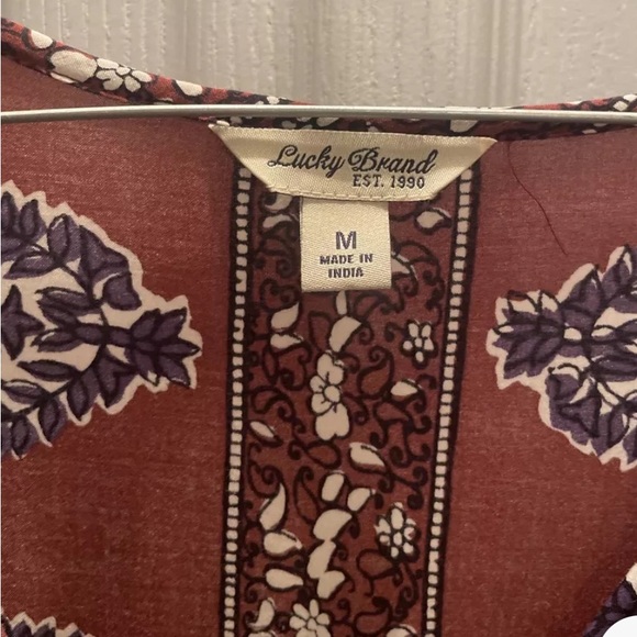 Lucky Brand Women Colorful Top Long Sleeve Blouse Boho Size M Casual - Picture 5 of 7